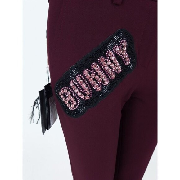 Philipp Plein Couture Crystal Embellished 'Bunny' Trousers Size 40 M Wine - Picture 7 of 13